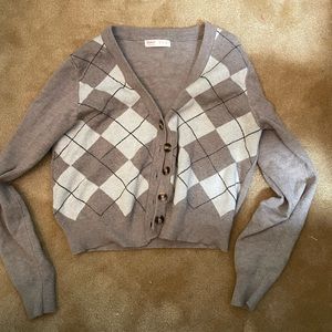 Romwe brown and white cardigan